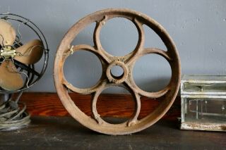 Vintage Railroad Cart Cast Iron Wheel Industrial Coffee Table Hit Miss Engine 7