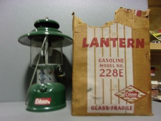 Vintage 1959 Green Coleman Gasoline Lantern Model 228e With Box