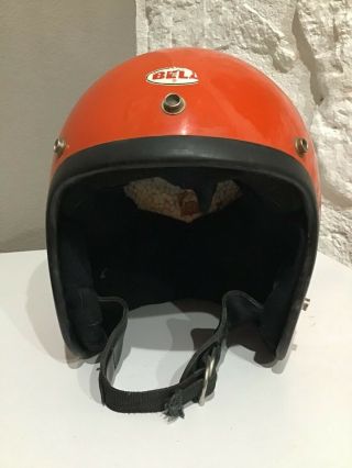 Vintage Bell Rt Toptex Orange Racing Motorcycle Helmet Sz 6 7/8