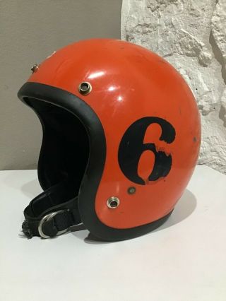 Vintage BELL RT Toptex Orange Racing MOTORCYCLE HELMET sz 6 7/8 2