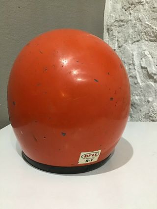 Vintage BELL RT Toptex Orange Racing MOTORCYCLE HELMET sz 6 7/8 3