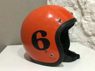 Vintage BELL RT Toptex Orange Racing MOTORCYCLE HELMET sz 6 7/8 6