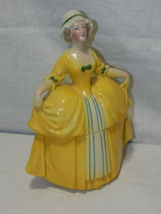 Vintage Madame Pompadour Dresser Half Doll Powder / Trinket Box E & B Germany