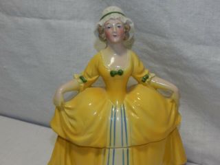 Vintage Madame Pompadour Dresser Half Doll Powder / Trinket Box E & B Germany 3
