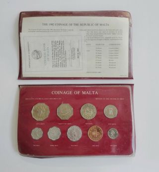 1982 Malta Decimal Coin Set Bu 10 Years Of Decimilization - Rare Only 850 Minted