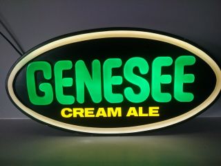 Genesee Cream Ale - Light Lighted Up Plastic Bar Wall Beer Sign - Vintage 1983