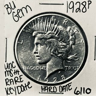 1928 P Silver Peace Dollar Coin 6110 Rare Key Date
