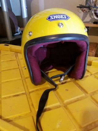 Vintage Shoei Motorcycle Helmet 1975 Yellow Large