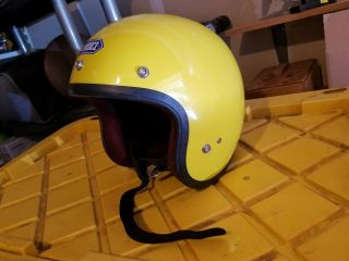 Vintage SHOEI Motorcycle HELMET 1975 Yellow Large 2