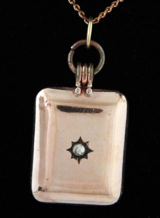 1880s ANTIQUE / VICTORIAN ROSE GOLD FILLED LOCKET PENDANT w/ CHAIN - Signed RH 4