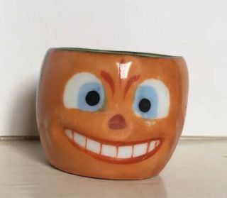 Vtg Halloween Porcelain Mini Jack O Lantern Candle Scary Spooky Boo Smile Rare
