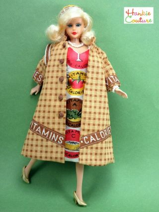Fits Barbie Silkstone Ooak Vintage Rare Hankie Couture Doll Dress Calorie Hanky