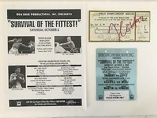 Signed Julio Cesar Chavez Vs Willie Wise Fight Ticket,  Flyer & Press Pass Rare