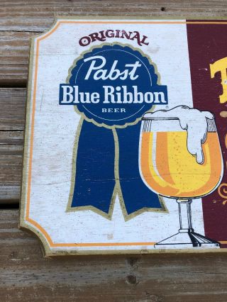 Vintage PBR Pabst Blue Ribbon Beer Sign Wood 11” X 24” Twenty one or Skidoo 2