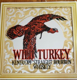 Vtg Glass Picture Mirror Wild Turkey 101 Proof Kentucky Bourbon Whiskey