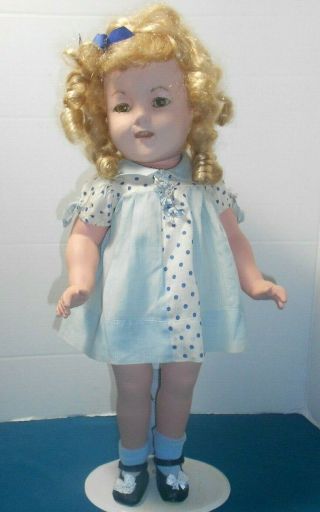 Vintage Ideal Shirley Temple Doll 18 " Composition Taged Dress -)) ) 