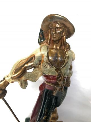 Vintage Pair 1920 ' s ARMOR BRONZE CO.  Swashbuckler Pirate Bookends,  NR 2