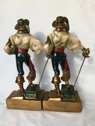 Vintage Pair 1920 ' s ARMOR BRONZE CO.  Swashbuckler Pirate Bookends,  NR 3