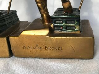 Vintage Pair 1920 ' s ARMOR BRONZE CO.  Swashbuckler Pirate Bookends,  NR 4