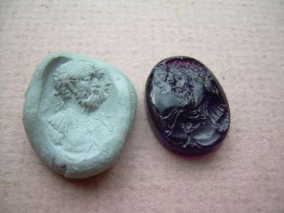 Antique Georgian Hardstone Amethyst?/paste? Carved Intaglio Seal.