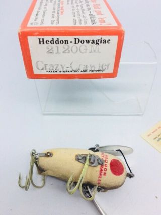 Vintage Tough Early Heddon Crazy Crawler 2120 Mouse Fishing Lure Orig.  Box 2