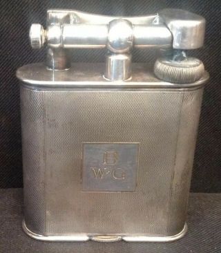 Vintage 1930s Dunhill Jumbo Silver Plate Lift Arm Table Lighter