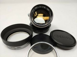 Rare & Canon 50mm F1.  4 Leica Ltm L39 Mount With Filter & Hood Set
