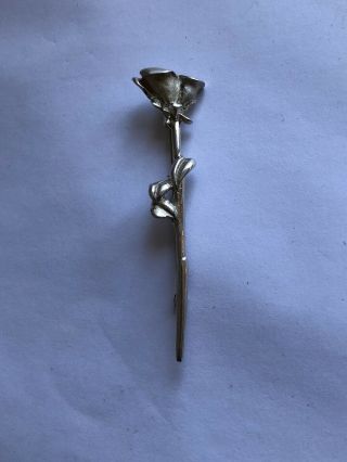 Vintage Tiffany And Co Sterling Silver Rose Stem Brooch Pin