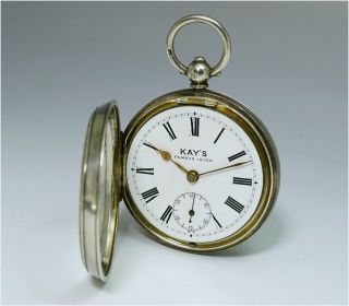 Vintage 1903 Heavy Solid Sterling Silver Pocket Watch Kays Famous Lever