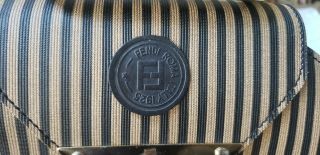 Vintage Fendi Made in Italy Black Brown Coated Canvas Leather Lined Shoulder Bag 3