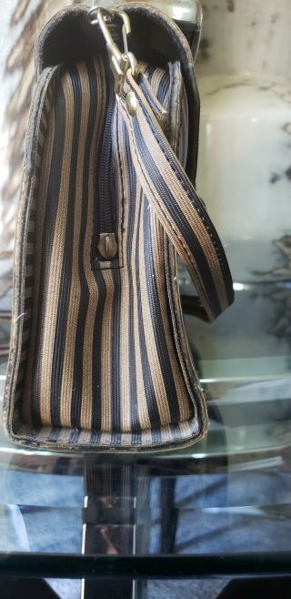 Vintage Fendi Made in Italy Black Brown Coated Canvas Leather Lined Shoulder Bag 6
