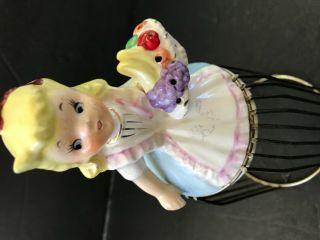 HTF Vintage Wire - Bottom Napkin Doll Lady Holding Fruit Basket 2