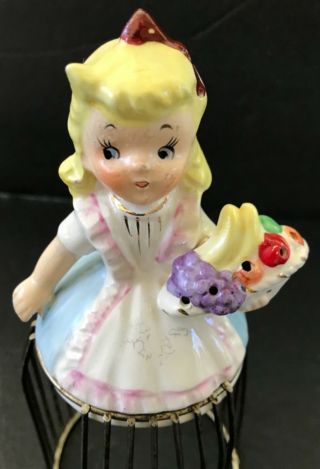 HTF Vintage Wire - Bottom Napkin Doll Lady Holding Fruit Basket 3