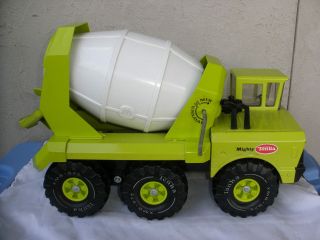 Vintage Mighty Tonka Lime Green Press Steel Cement Mixer Truck