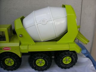 Vintage Mighty Tonka Lime Green Press Steel Cement Mixer Truck 5