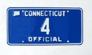 Vintage Connecticut State Official License Plate 4 Low Number