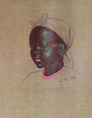 Wolfgang M Otto Jambo Jina Langu Sita African Portrait Litho Vintage 367