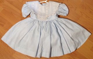 Vintage Daddy ' s Girl Eyelet Lace Crinoline Nylon Baby Toddler Blue Dress Sz 1 4