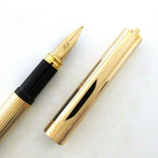 Vintage S.  T.  Dupont Classic / Classique Gold Plated Fountain Pen Medium 18K Nib 2