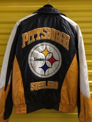 VINTAGE (90 ' s) ?? PITTSBURGH STEELERS LEATHER JACKET Sz.  Large 4