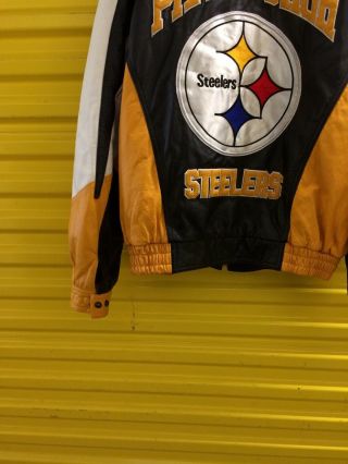 VINTAGE (90 ' s) ?? PITTSBURGH STEELERS LEATHER JACKET Sz.  Large 5