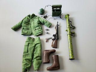 Vintage Gi Joe 1964 Green Beret Uniform With M16 Rifle,  Bazooka And Beret Japan