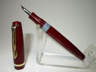 Vintage Burgundy Soennecken S6 Pistonfiller Fountain Pen Flexy M Nib