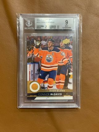 Connor Mcdavid 2017/18 Upper Deck 320 Ud High Gloss Parallel /10 Bgs 9 (rare)