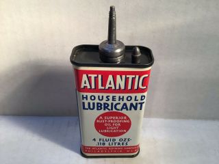 Vintage Atlantic Oil Can Nos Full Handy Oiler Lead Top 4 Oz Rare Tin Gm