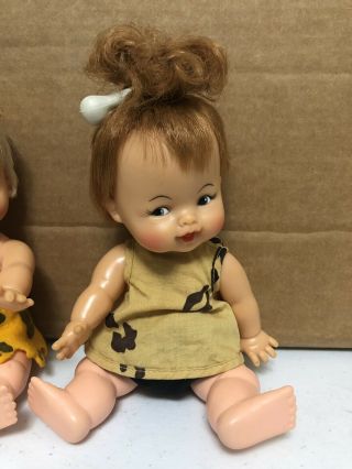 Vintage Flintstones Pebbles & Bamm Bamm 8” Dolls Ideal Toy Corp 1965 2