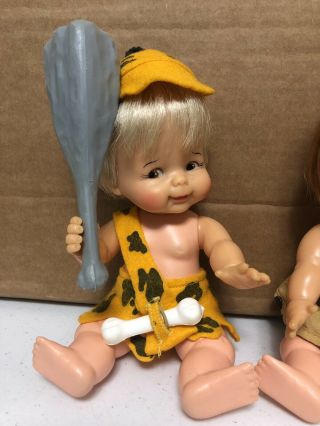 Vintage Flintstones Pebbles & Bamm Bamm 8” Dolls Ideal Toy Corp 1965 3