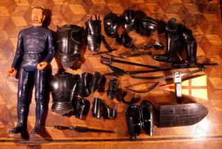 RARE Vintage 60s Marx Toys Sir Cedric Black Knight & Horse Series 1 UK Boxed WOW 3