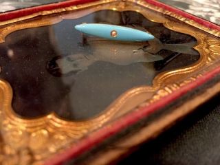 Vintage Antique Victorian 10k Turquoise Enamel Seed Pearl Bar Pin Brooch 5