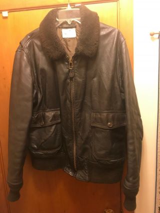 Vintage Us Navy Flyers Type G1 Brown Orchard M/c Leather Jacket Coat Sz 46